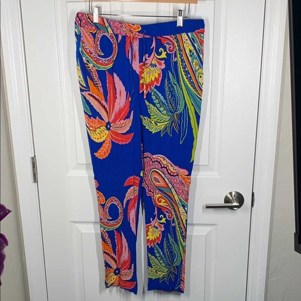 Boden blue colorful printed pants size 12